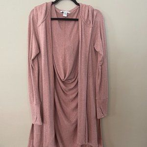 Athleta Heathered Rose and White Long Cardigan Size Small